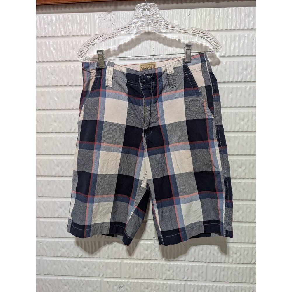 Roebuck & Co. Men's Blue Plaid Cotton Mid-Rise Bermuda Short Size 34